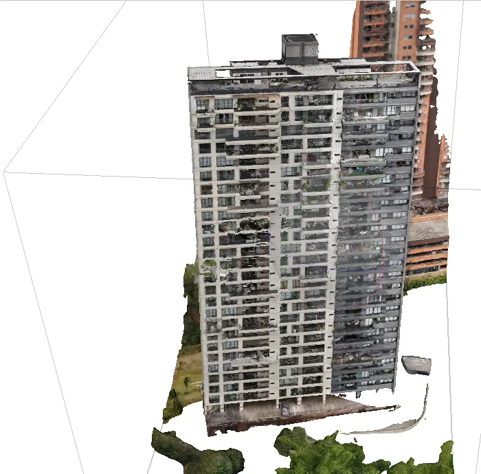 Torre de apartamentos · Modelo 3D de la fachada